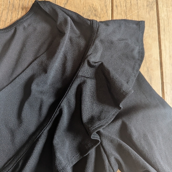 Juniors About A Girl Black Elegant Black V-neck Ruffle Dress Size Large - Picture 3 of 4